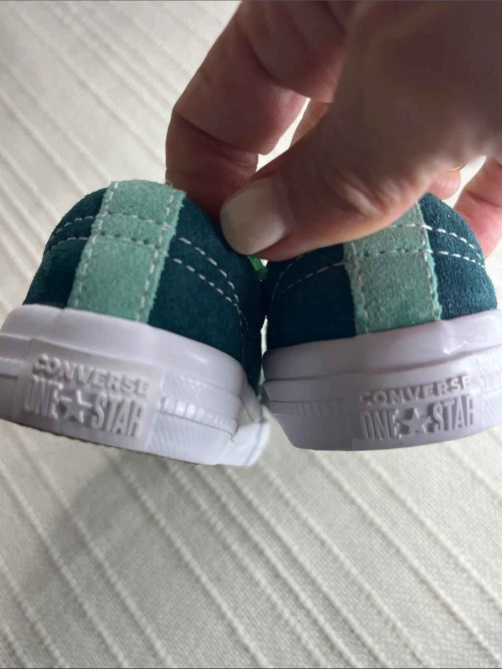 Converse All Stars US 5 baby, Mint Green suede Sneakers w cut-out star detail